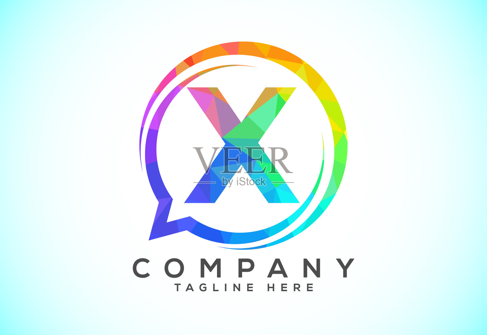 低聚英语字母表与气泡聊天图标插画图片素材