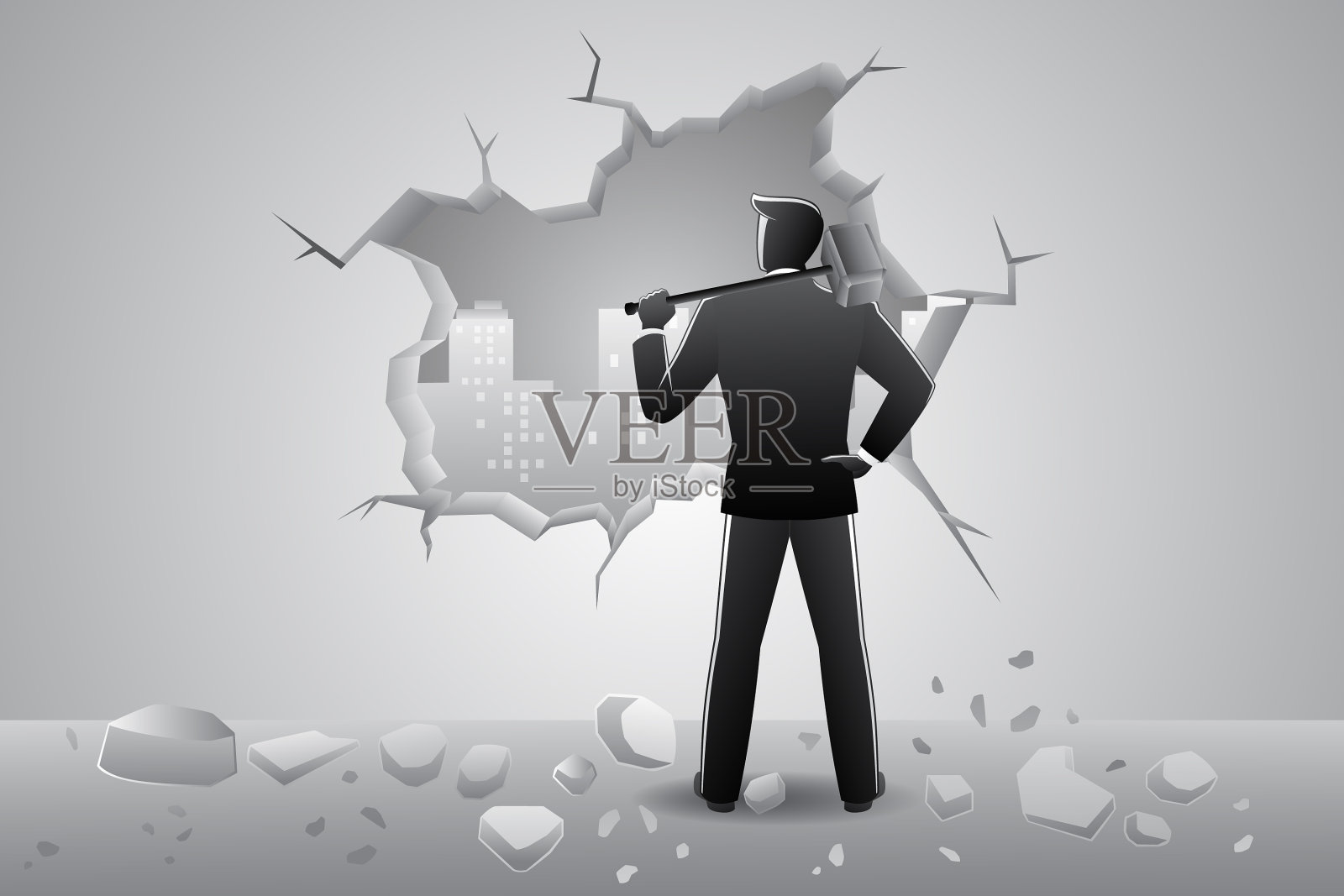 经营理念决定商人的突破插画图片素材