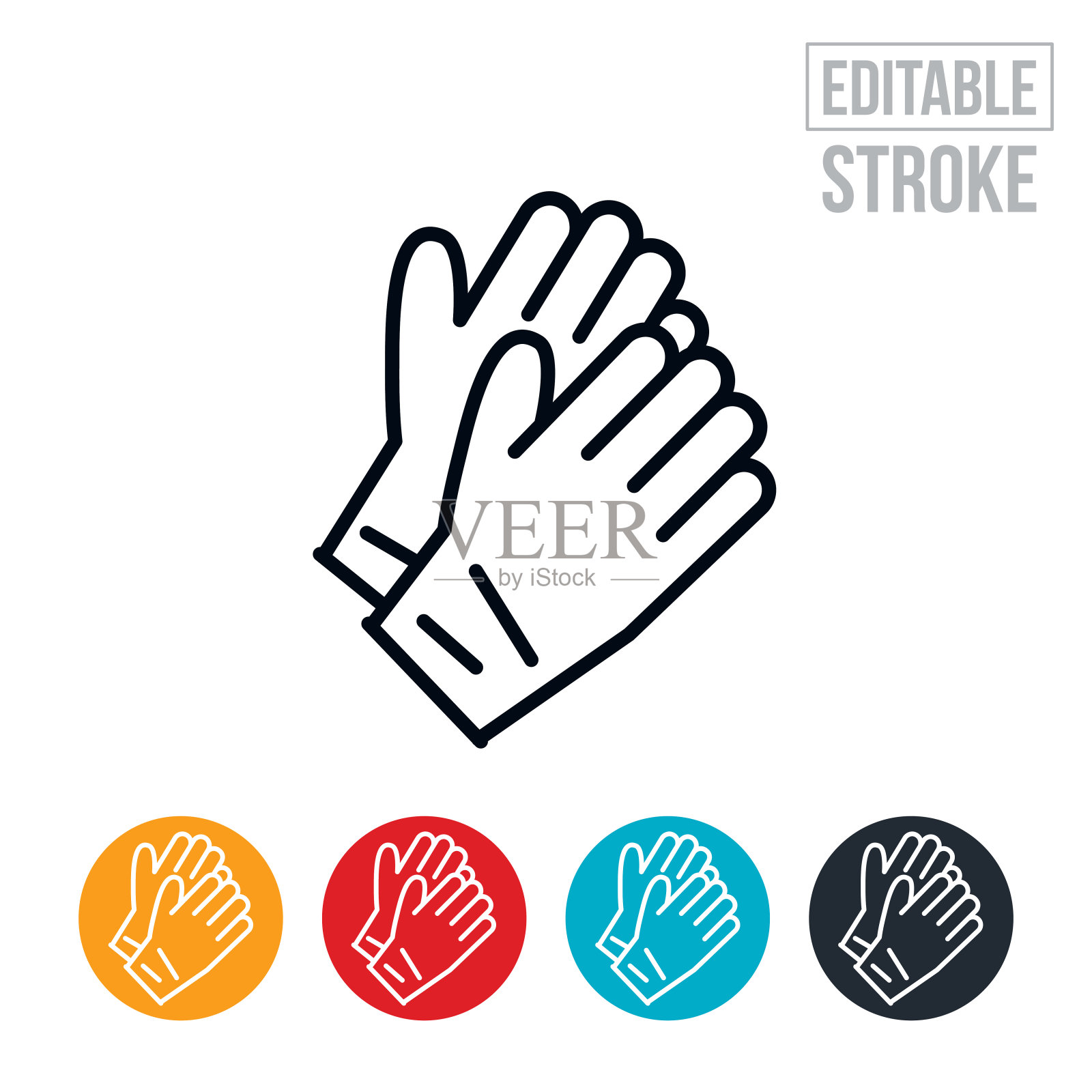 一次性手套细线图标-可编辑的描边插画图片素材