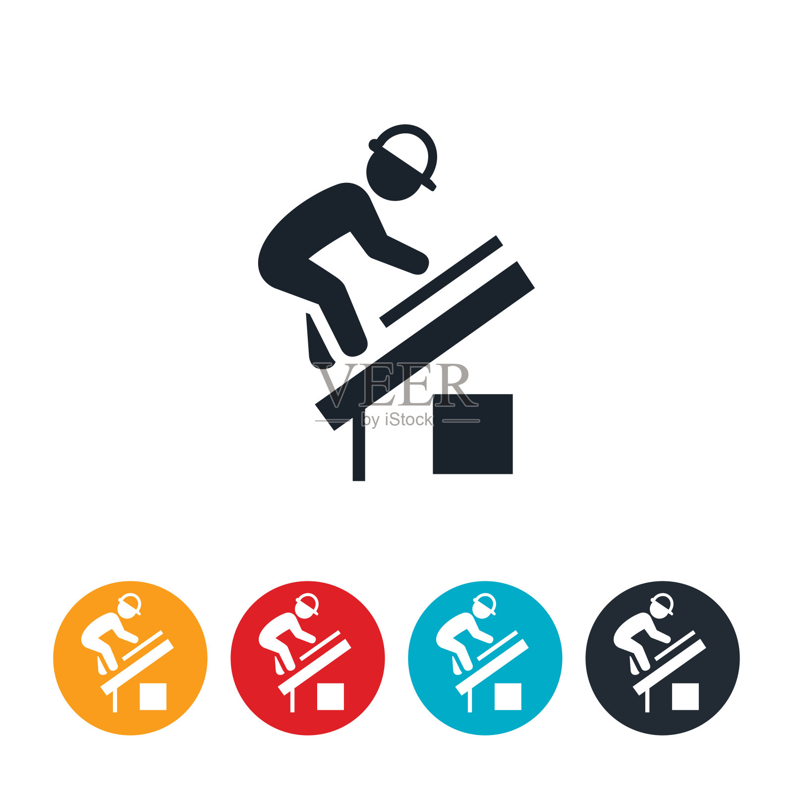 太阳能电池板安装图标插画图片素材