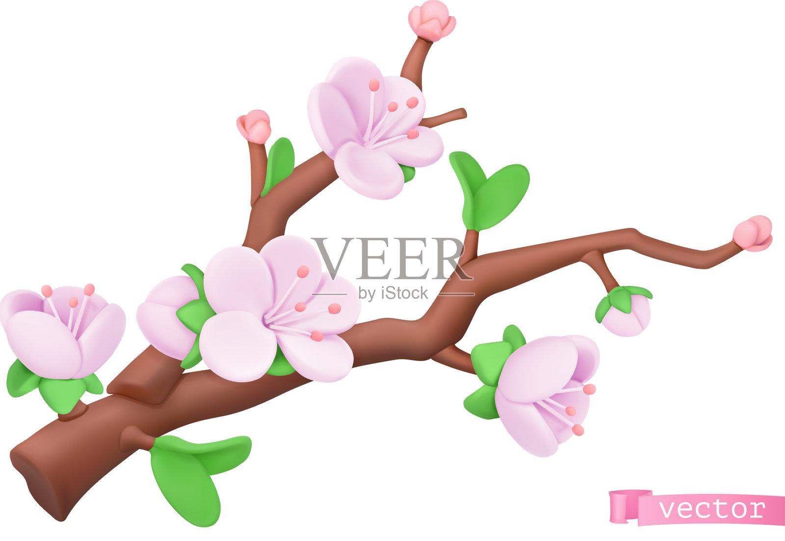 春花塑艺树枝三维设计元素图片