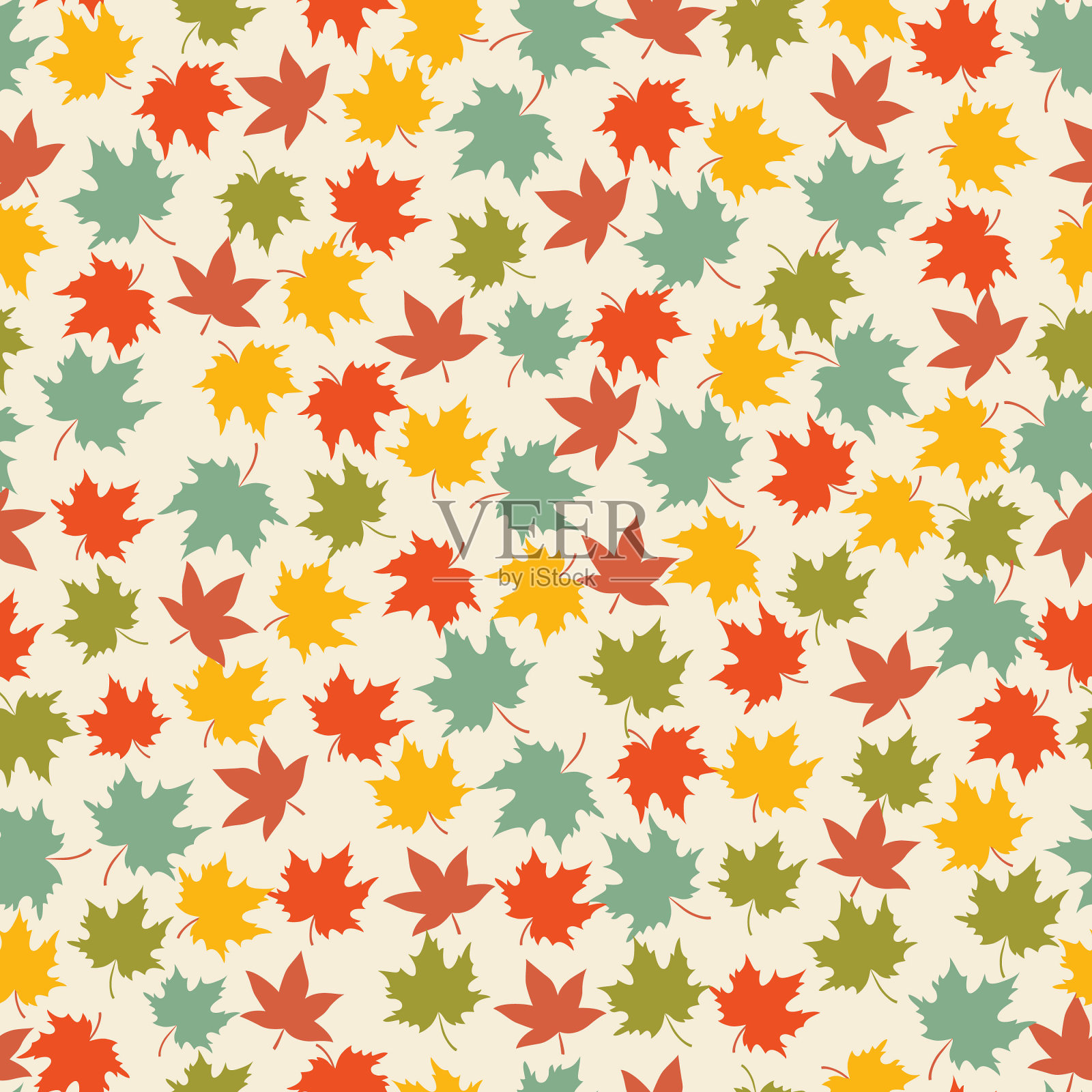 叶面无缝图案。插画图片素材