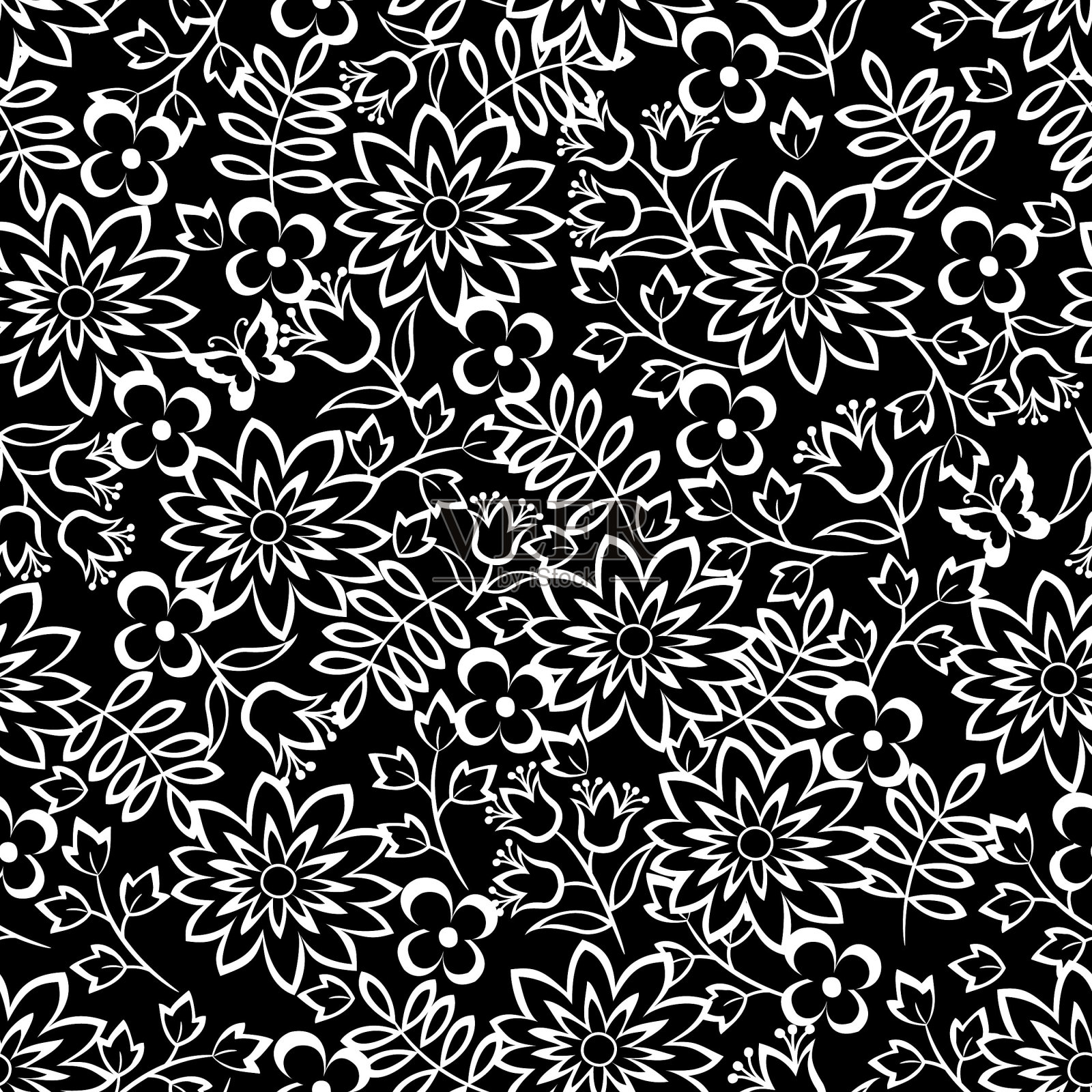 花无缝图案。插画图片素材