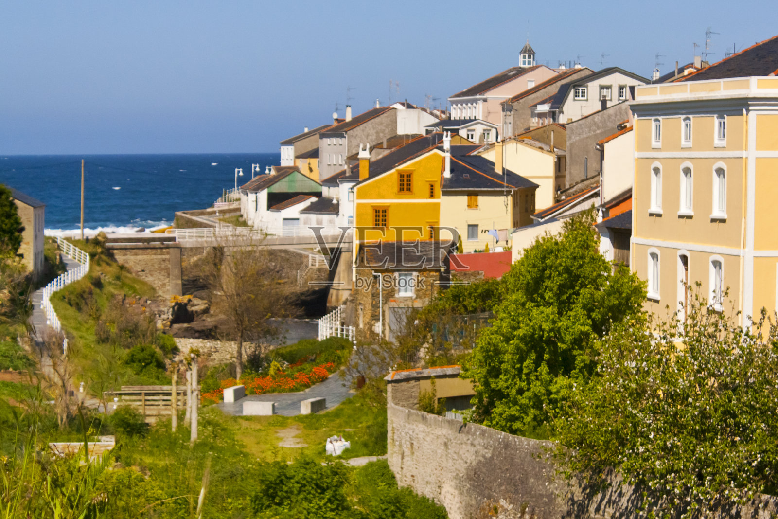 林罗渔村里巴迪奥，卢戈省，加利西亚，西班牙。照片摄影图片