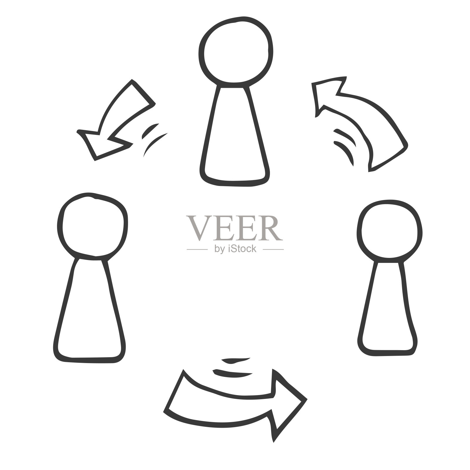 人际关系，社交网络，联系，团队合作。手绘图标涂鸦素描矢量插图图标素材