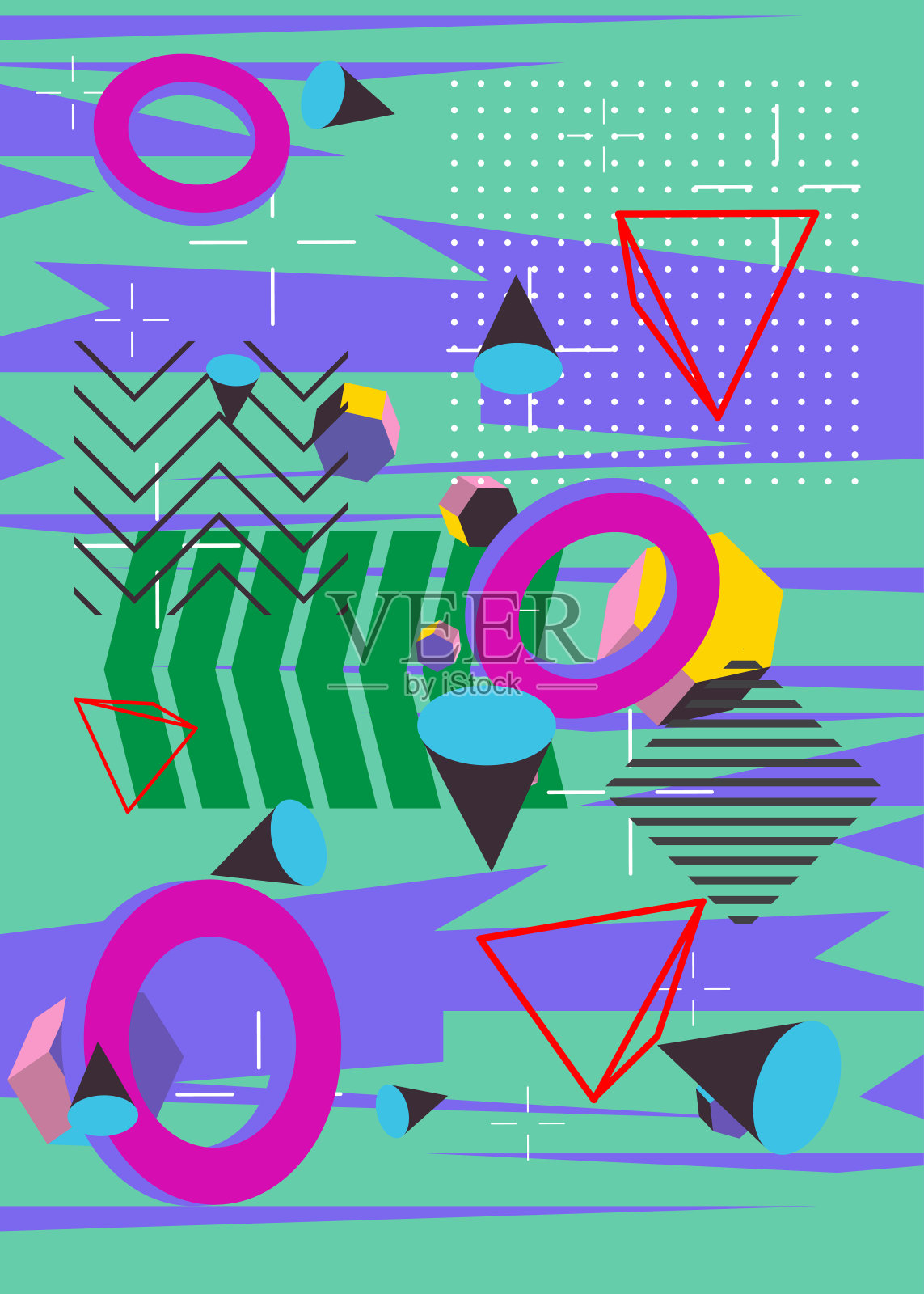 抽象几何图形豪华背景。最小几何矢量与繁忙的形状背景。复古海报模板。插画图片素材