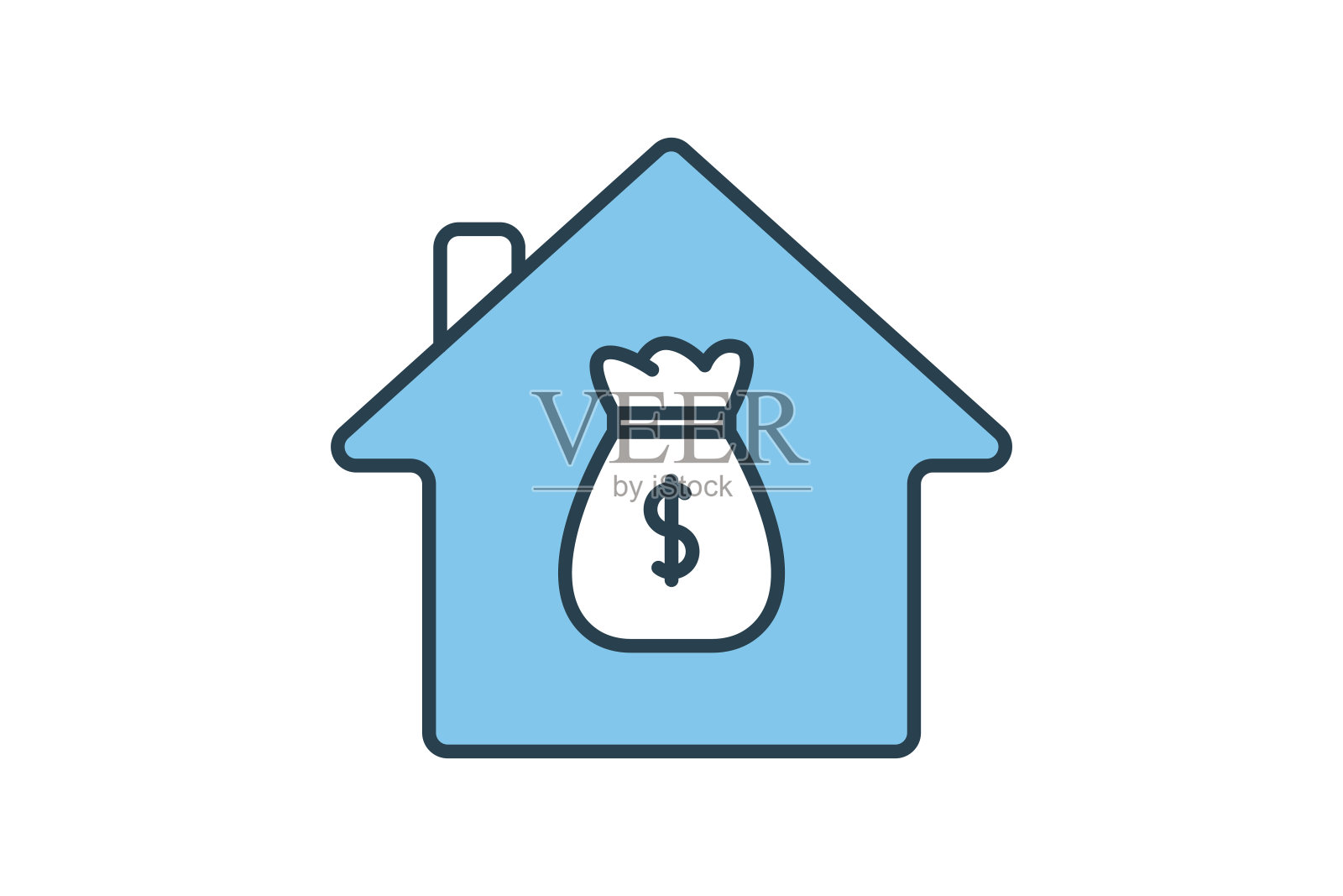 房屋抵押图标。与信贷和贷款相关的图标。适用于网站设计，应用程序，用户界面，可打印等。平线图标样式。简单的矢量设计可编辑插画图片素材