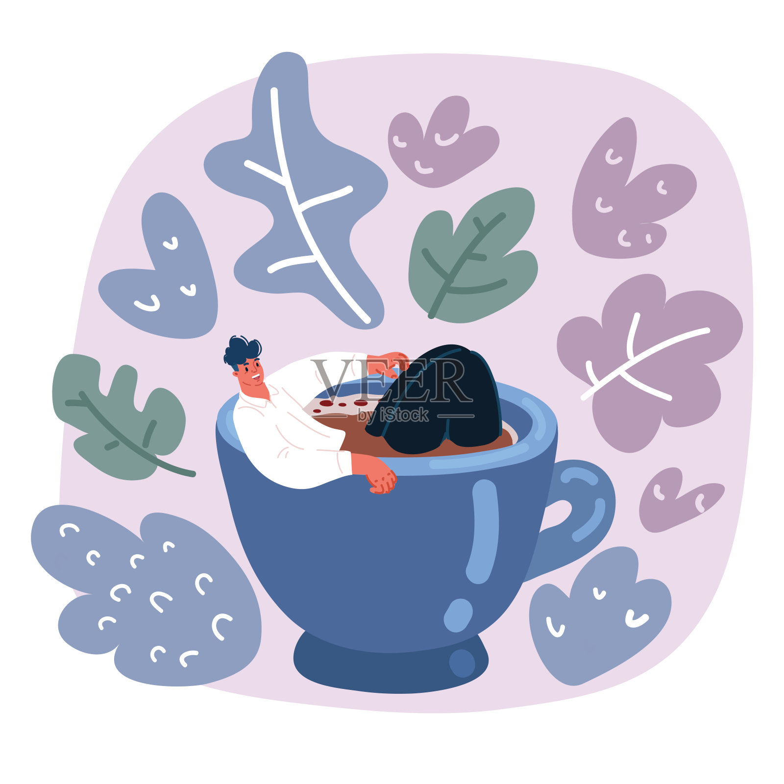 矢量插图咖啡人。插画图片素材