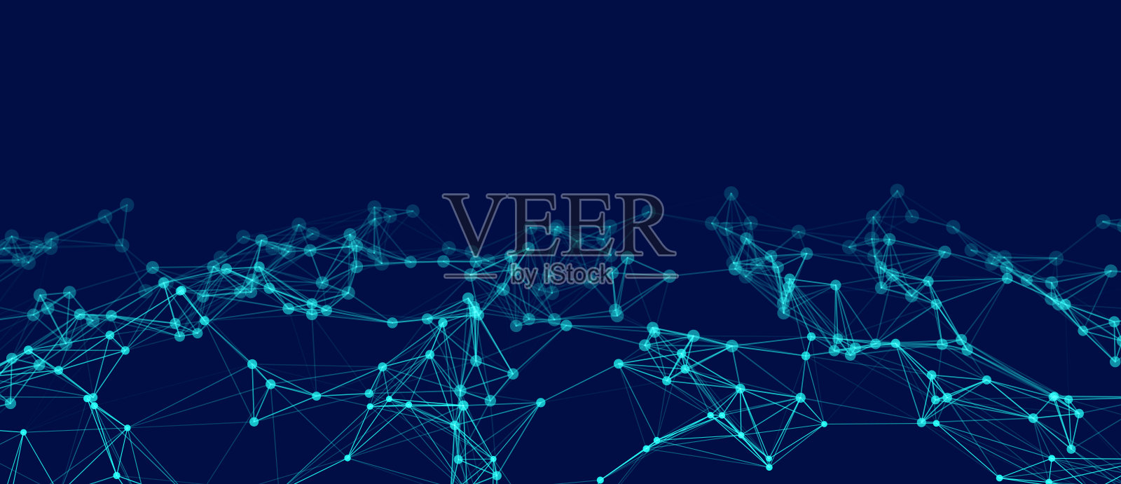 抽象的数字背景的点和线。发光的蓝色神经丛。大数据。网络或连接。抽象技术科学背景。三维矢量插图。插画图片素材