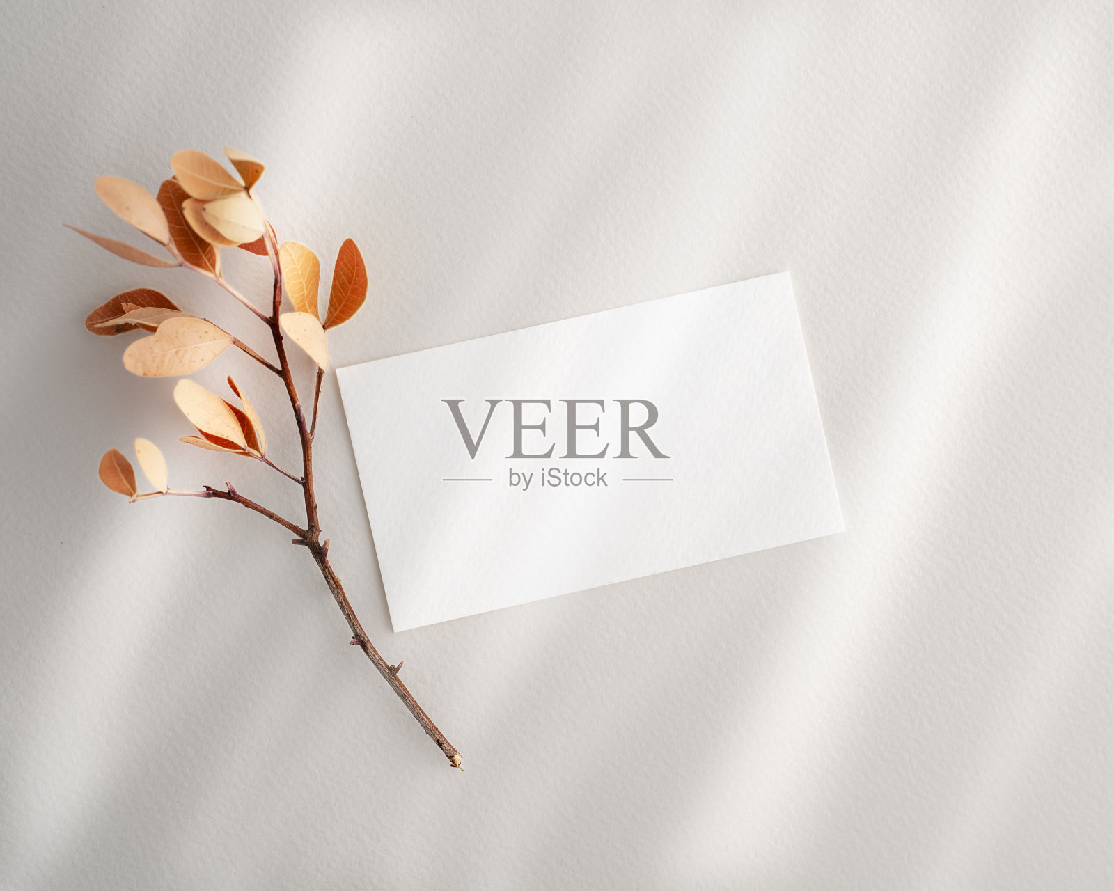 亚麻织物背景上的空名片照片摄影图片