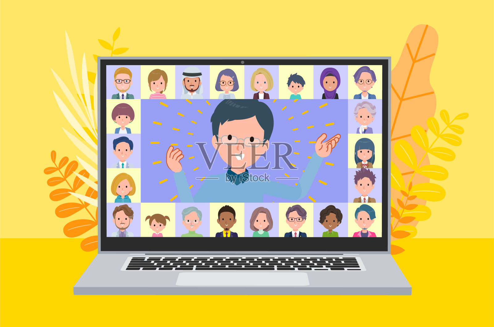 一组爸爸在线送礼插画图片素材