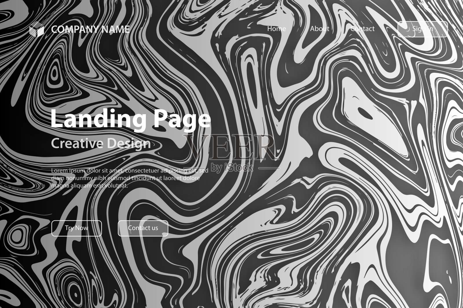 登陆页面模板-液体背景与灰色梯度-时尚的设计插画图片素材