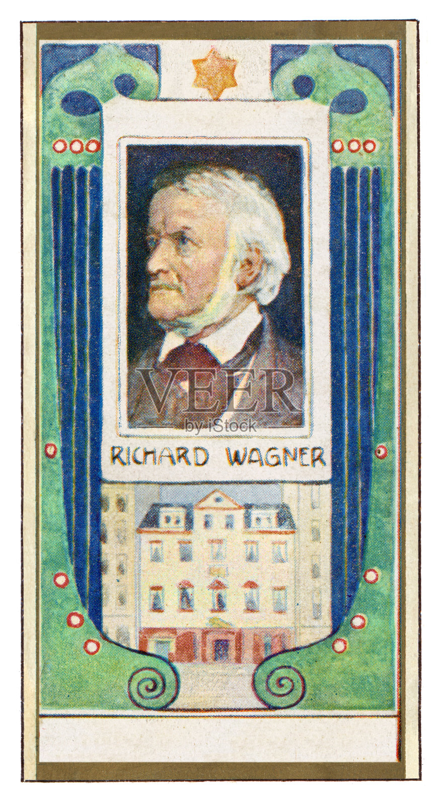 理查德·瓦格纳作曲家肖像新艺术插画插画图片素材