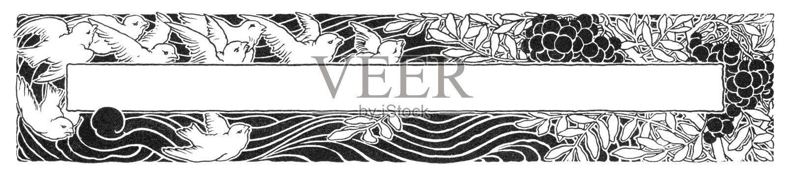 鸟装饰新艺术插画1898年插画图片素材