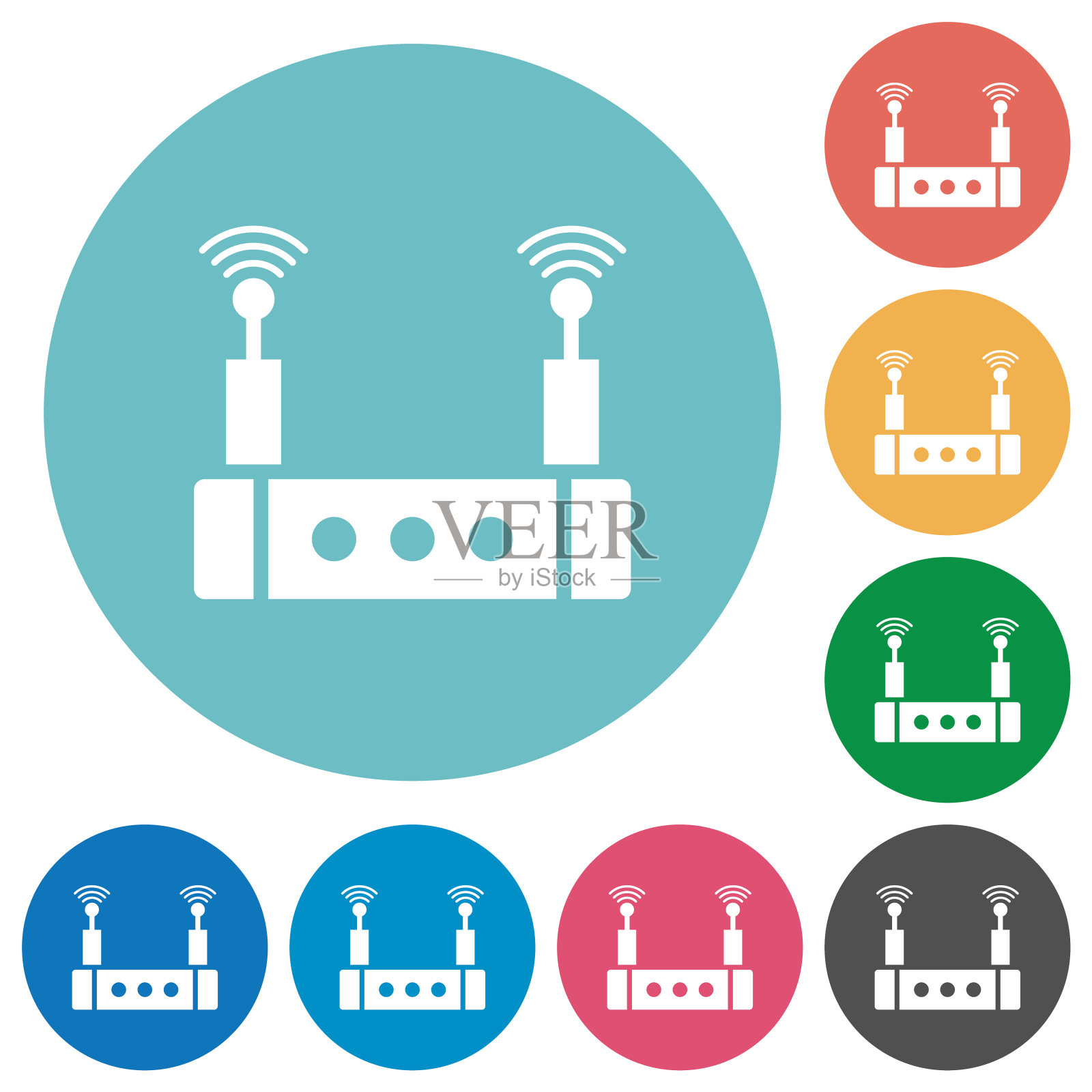 Wifi路由器扁平圆形图标图标素材