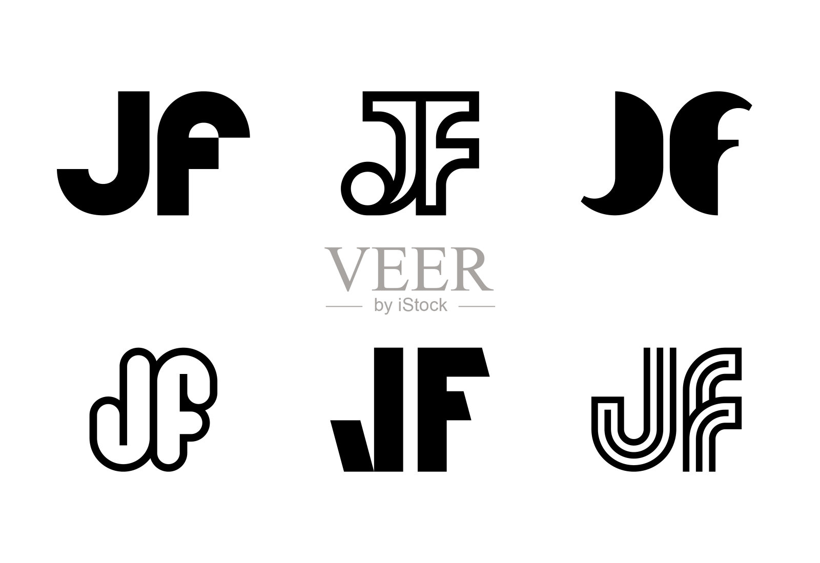 一套字母JF标志插画图片素材