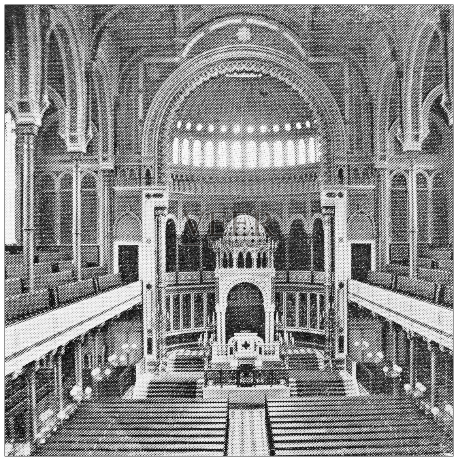 柏林和德国的老式旅行照片:犹太教堂插画图片素材