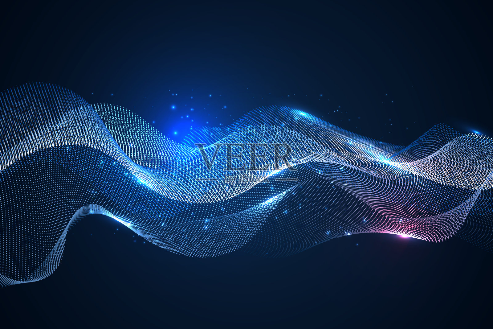 抽象的科学或技术背景。平面设计。网络插图与粒子。3 d网格表面。插画图片素材