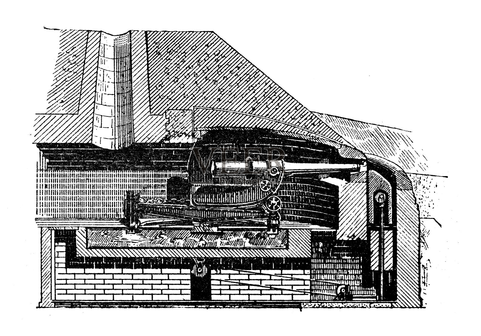 古董插图:炮塔插画图片素材