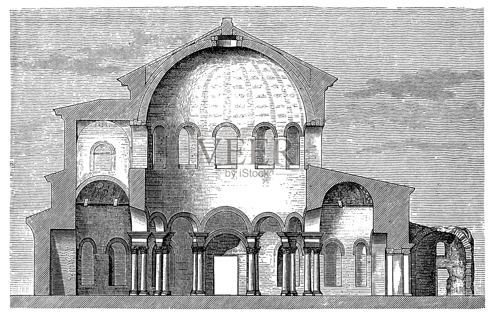 罗马圣科斯坦萨的横截面插画图片素材
