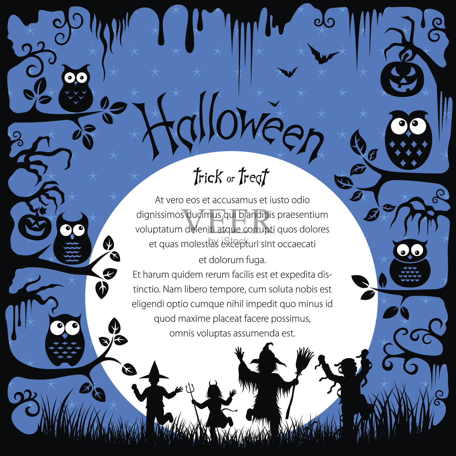 万圣节孩子们插画图片素材