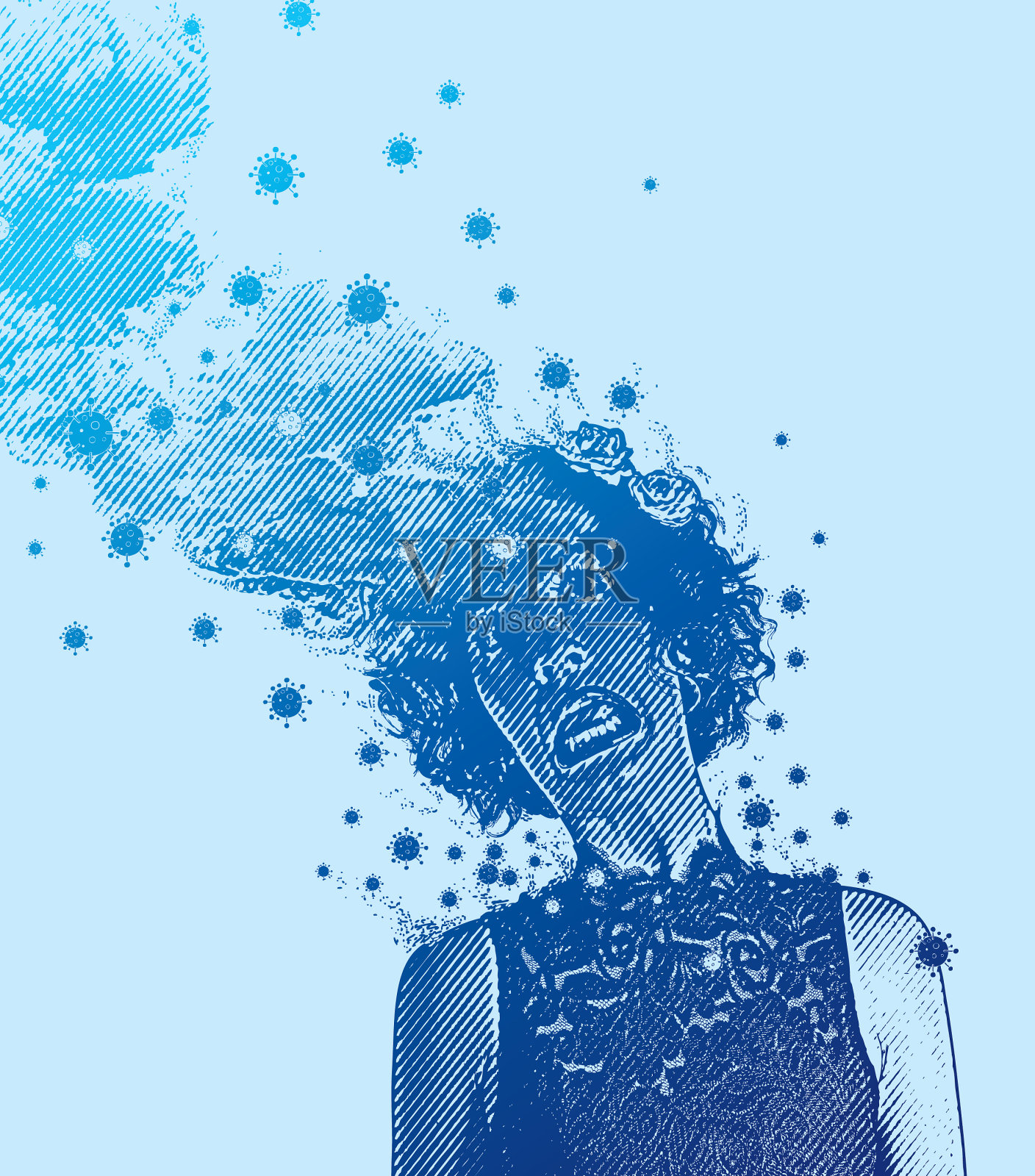 女性传播病毒插画图片素材