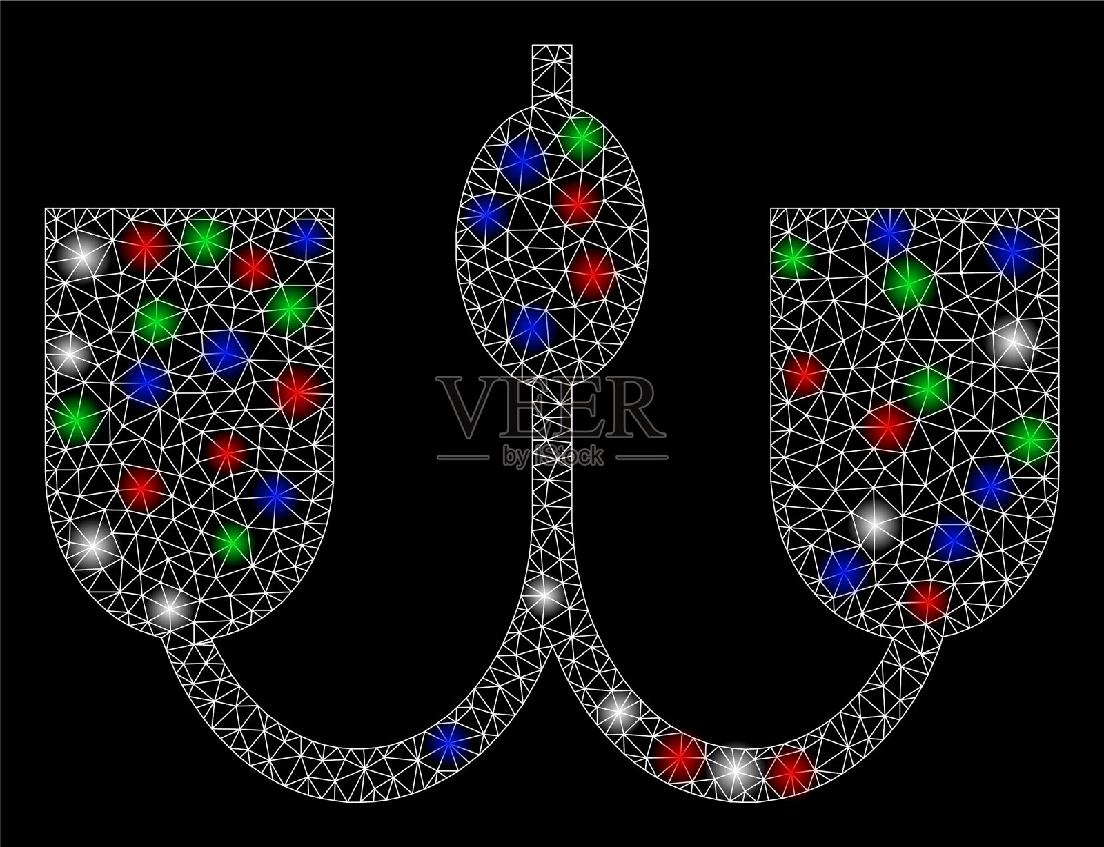 明亮的网丝框架墙夹具与闪光插画图片素材