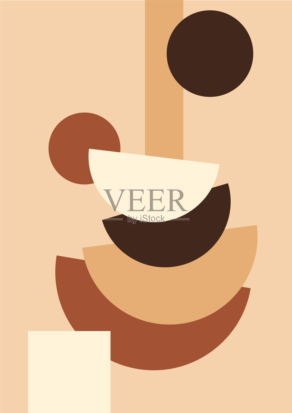 独特的形状，色彩丰富的平面波西米亚几何中性插画图片素材