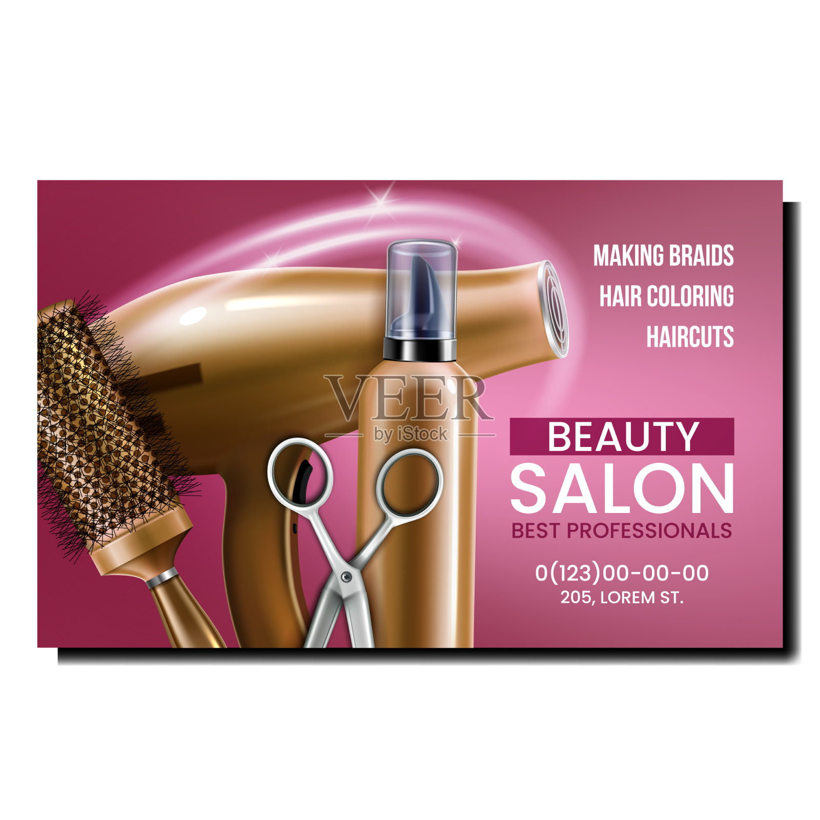 美容院服务宣传横幅插画图片素材