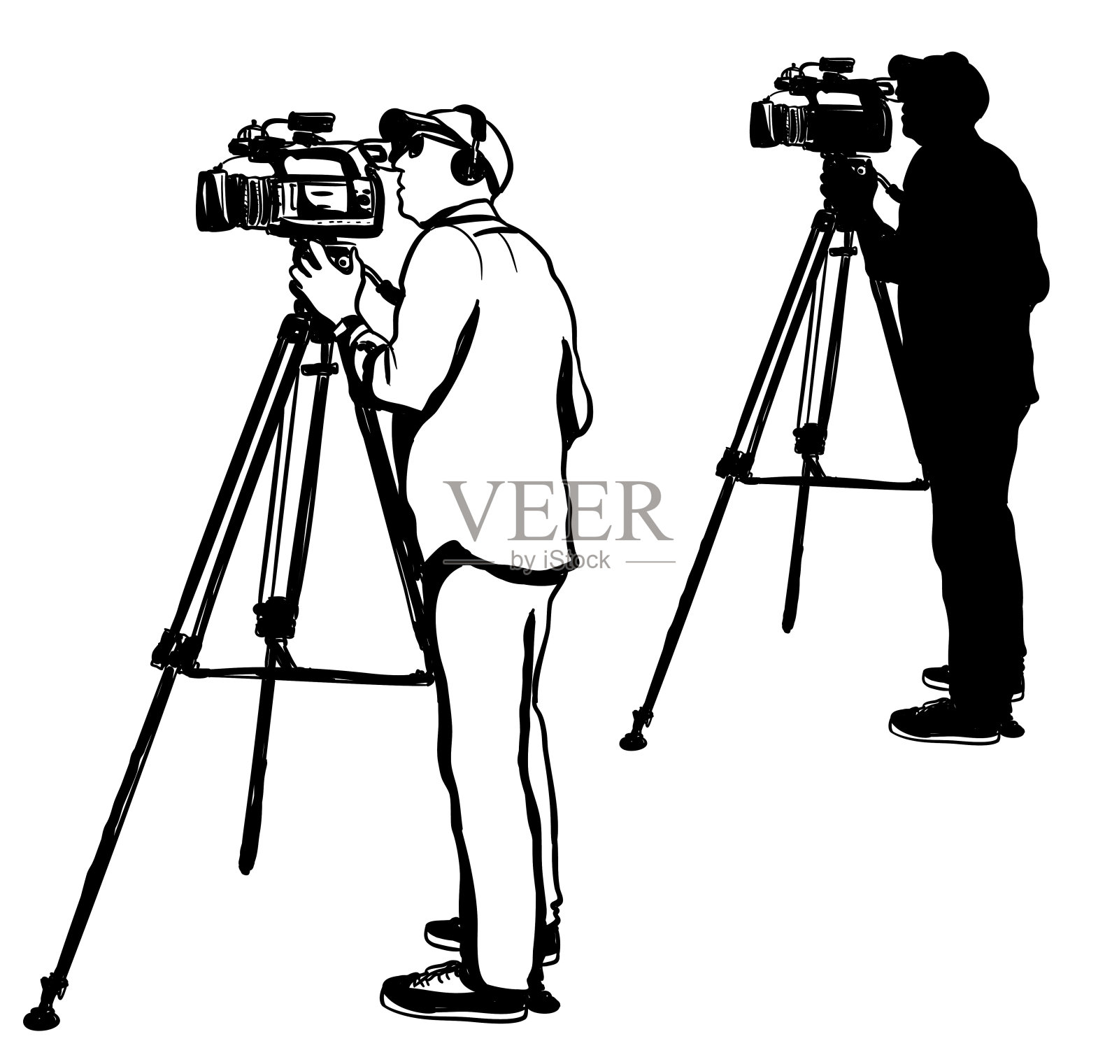 现场直播摄影师剪影插画图片素材