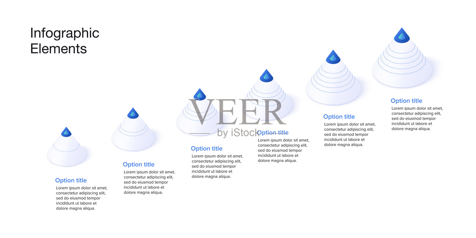 6步锥的业务流程图信息图。立方企业工作流程图形元素。公司流程图演示幻灯片。矢量信息图形在等距设计。插画图片素材