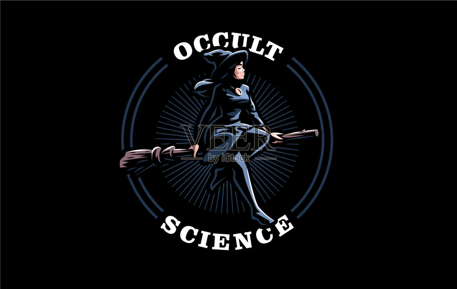 戴着女巫帽子的女巫插画图片素材