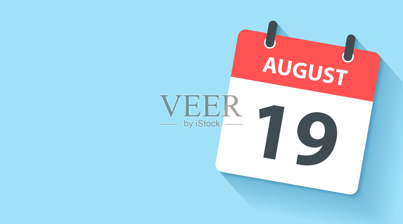 8月19日-日历图标在平面设计风格插画图片素材