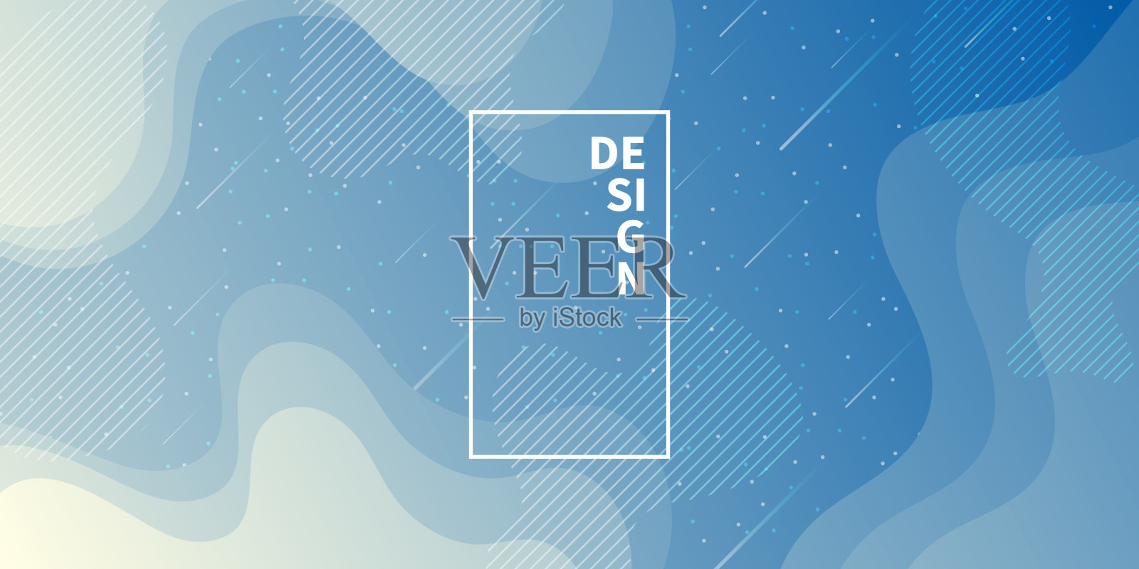 时髦的星空与流体和几何形状-蓝色梯度插画图片素材