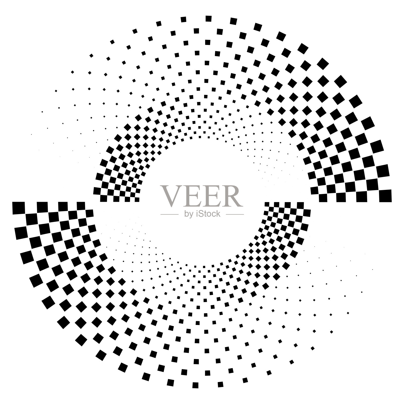 菱形或方形的半圆，沿着同心线逐渐褪色。插画图片素材