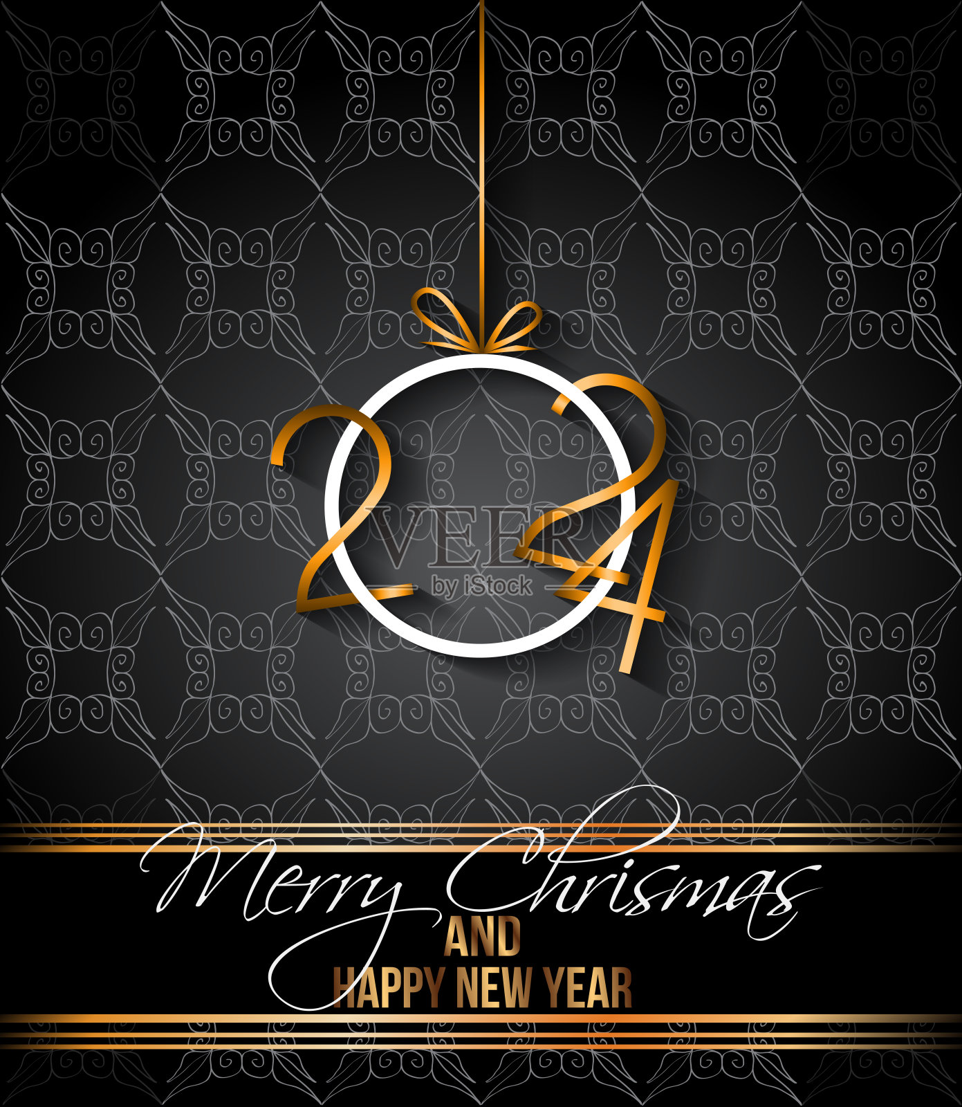 2024新年快乐，圣诞快乐的背景为您的季节性邀请，节日海报，贺卡。插画图片素材