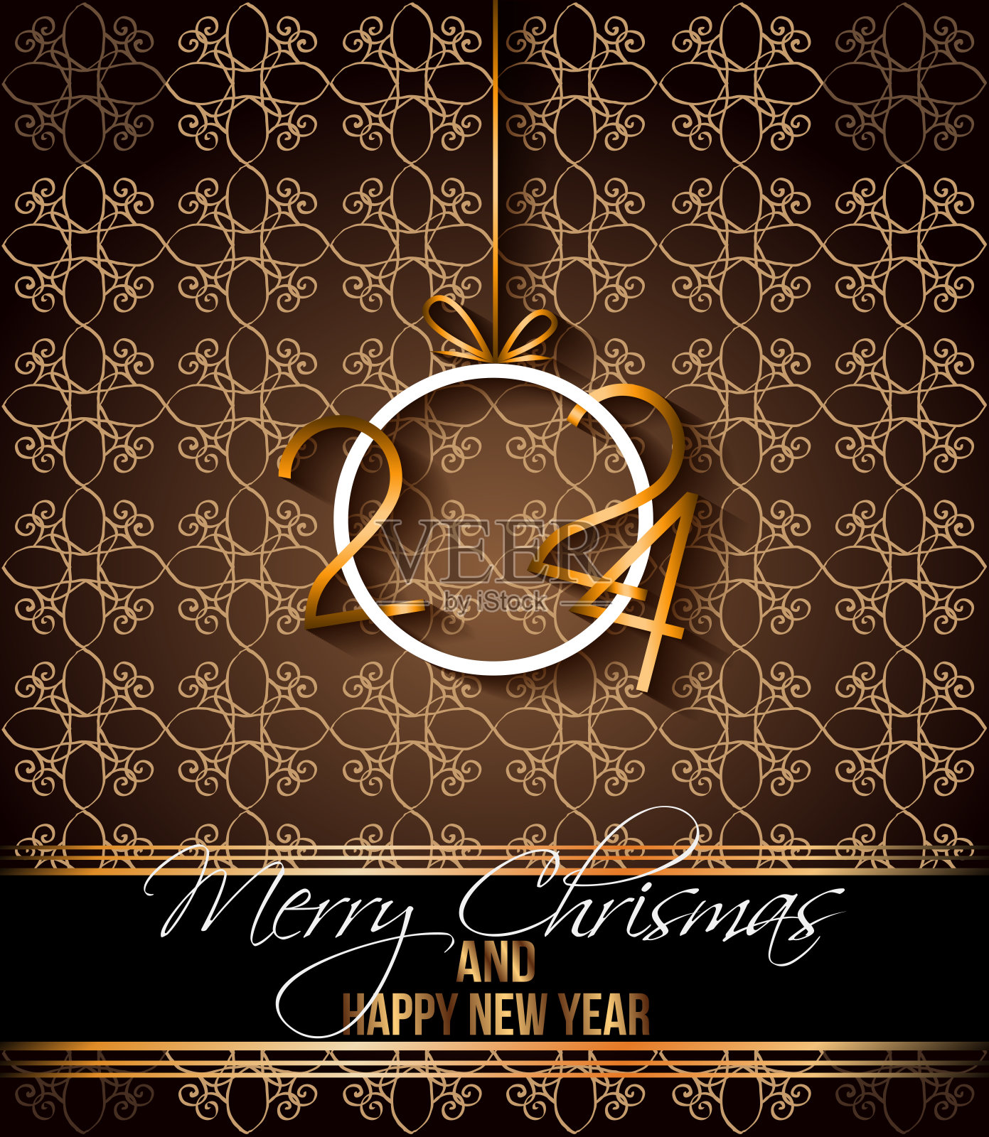 2024新年快乐，圣诞快乐的背景为您的季节性邀请，节日海报，贺卡。插画图片素材