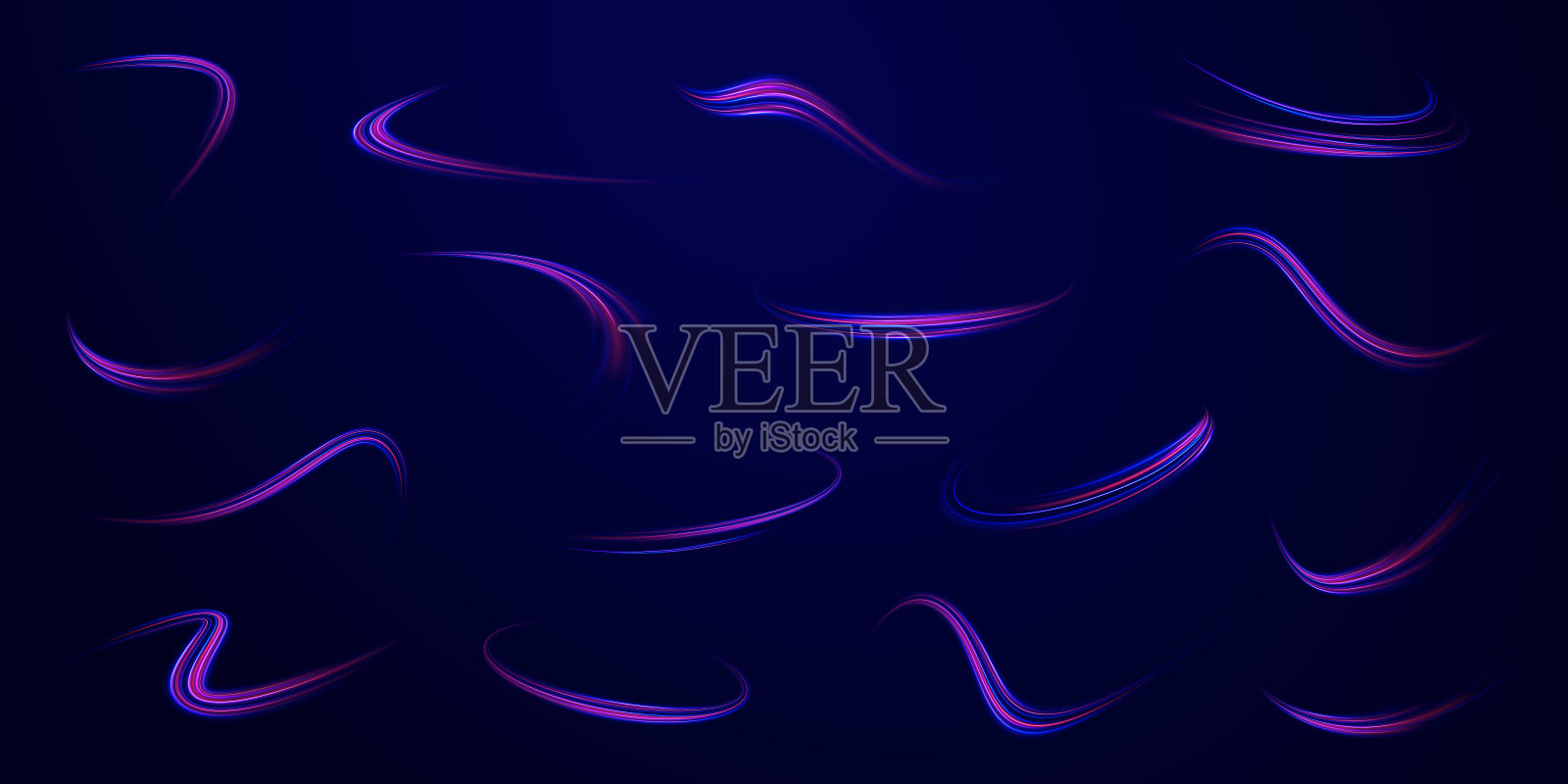 螺旋波的彩色闪亮火花。弯曲明亮的速度线漩涡。道路在发光。旋转动态霓虹灯圈。神奇的金色漩涡与亮点。发光矢量漩涡散景效果插画图片素材