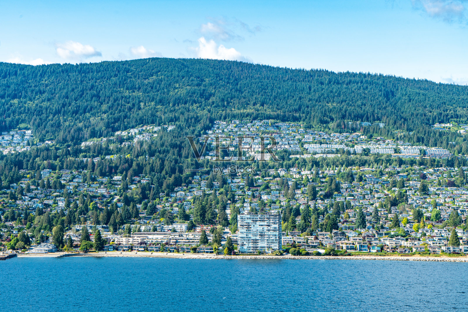 加拿大西温哥华安布尔赛德海滩的景色照片摄影图片