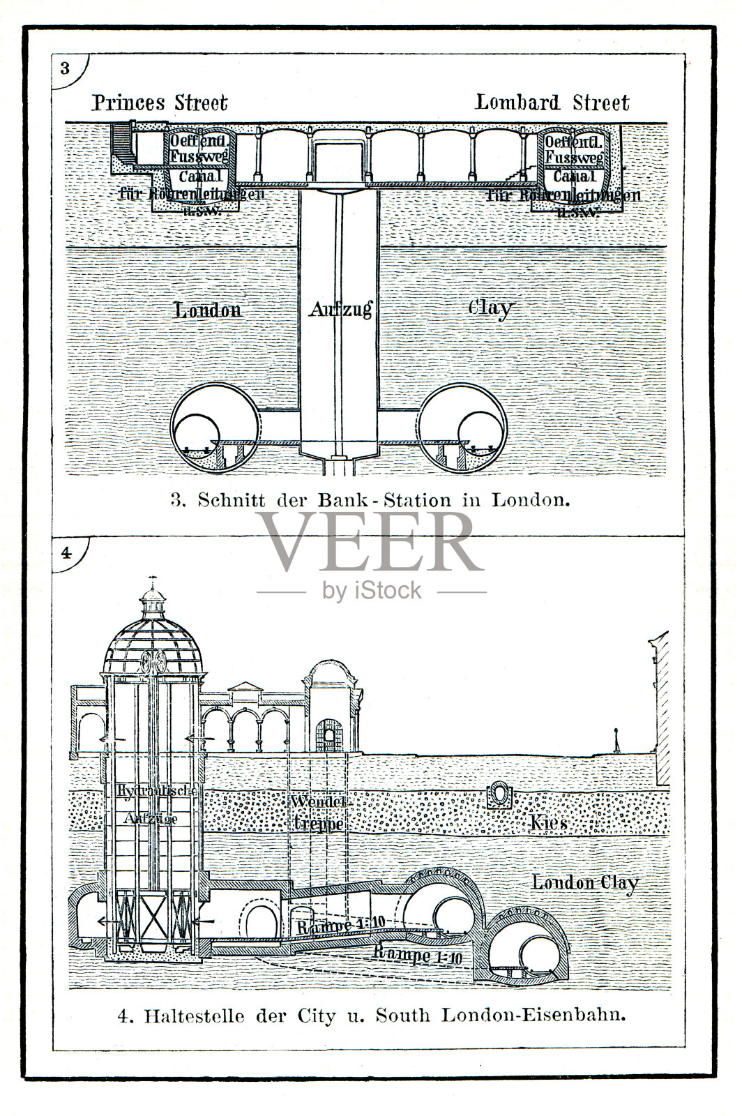 1897年建成的英国伦敦地铁插画图片素材