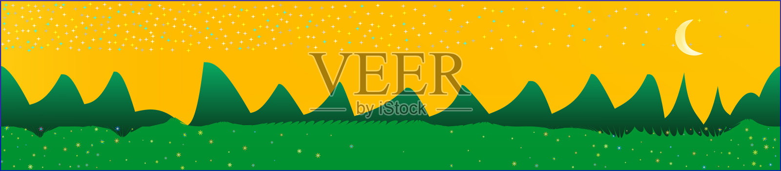 黄色的天空和山脉景观插画图片素材