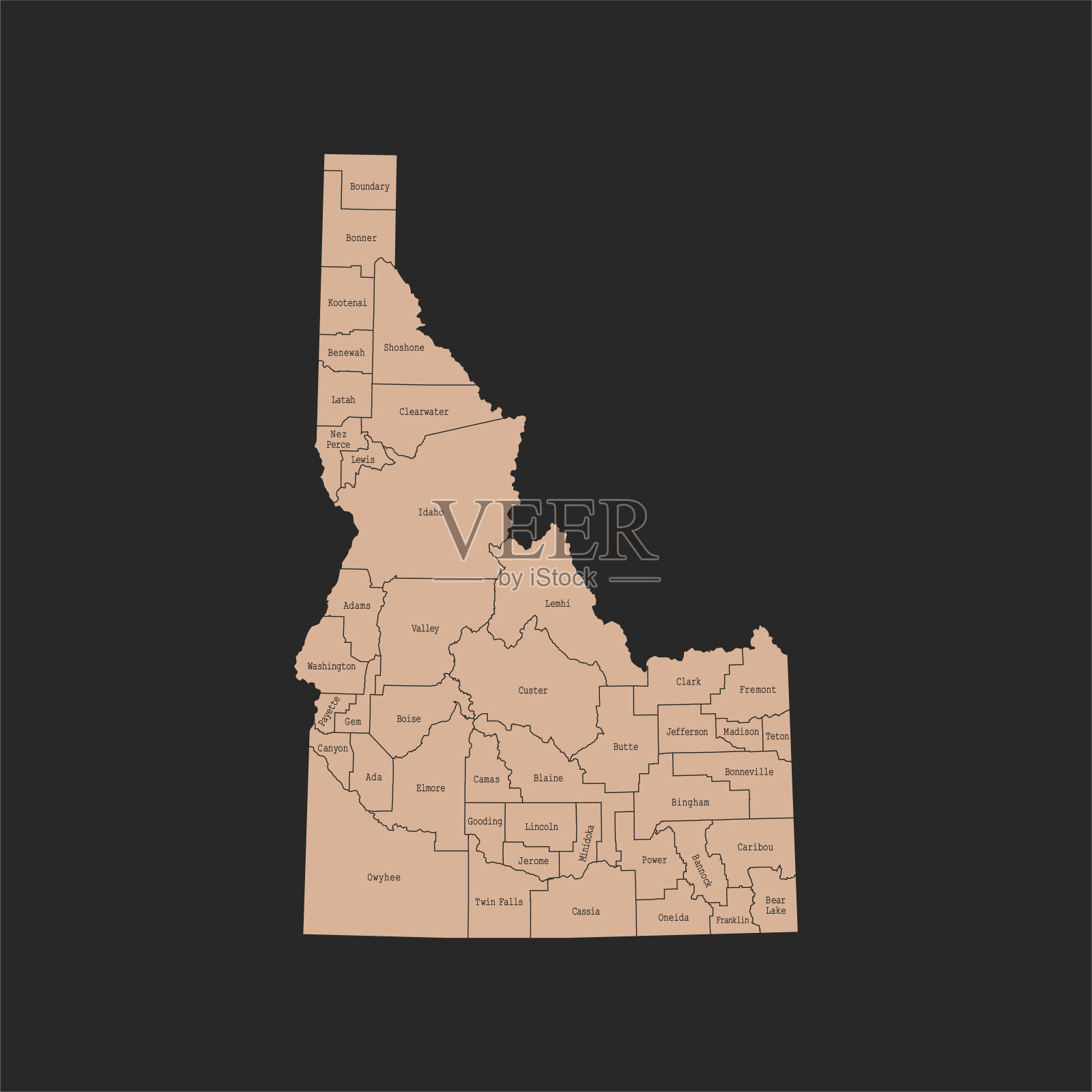 爱达荷州地图插画图片素材
