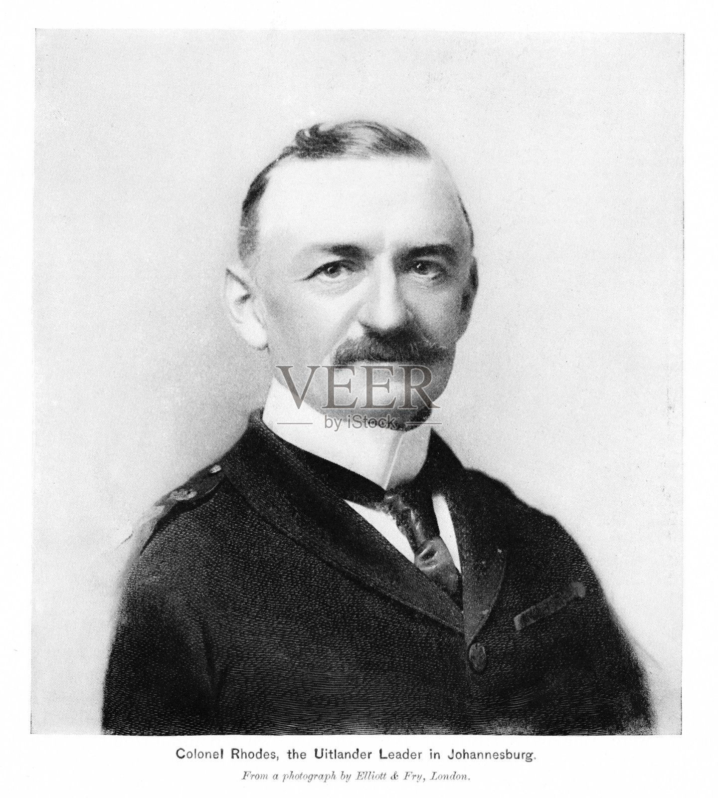 塞西尔·约翰·罗兹肖像，开普殖民地总理，南非，19世纪世界史插画图片素材