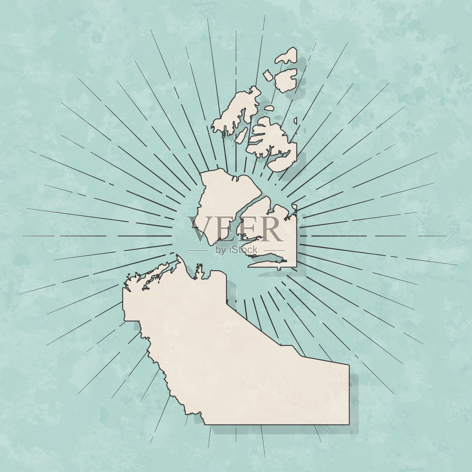 西北地区地图复古风格-旧纹理纸插画图片素材