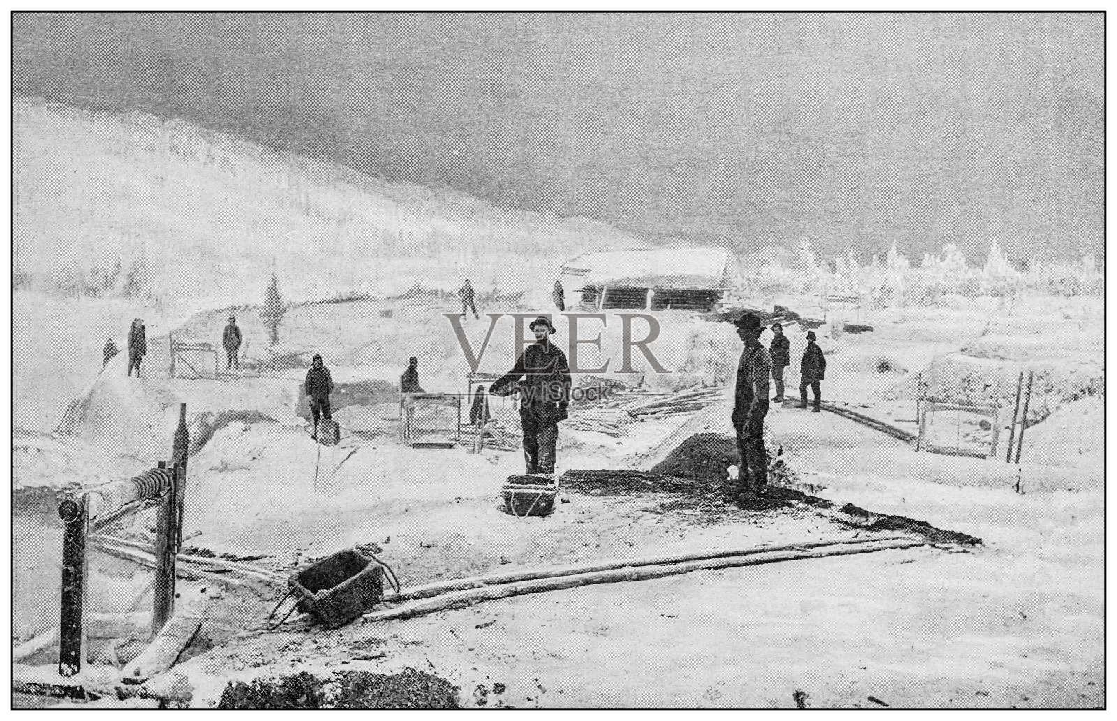 古董照片:克朗代克淘金热插画图片素材