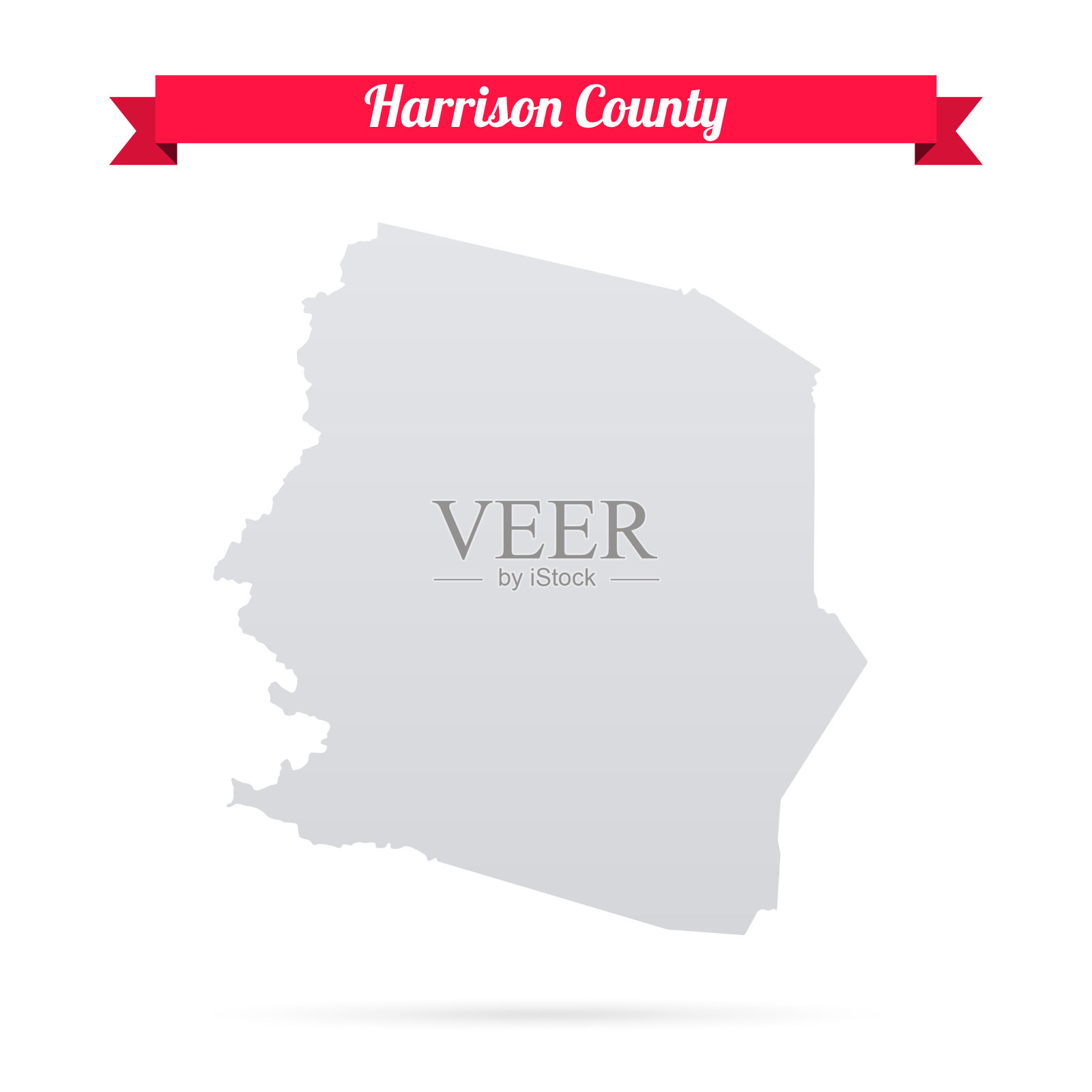 哈里森县，西弗吉尼亚州。白底红旗地图插画图片素材