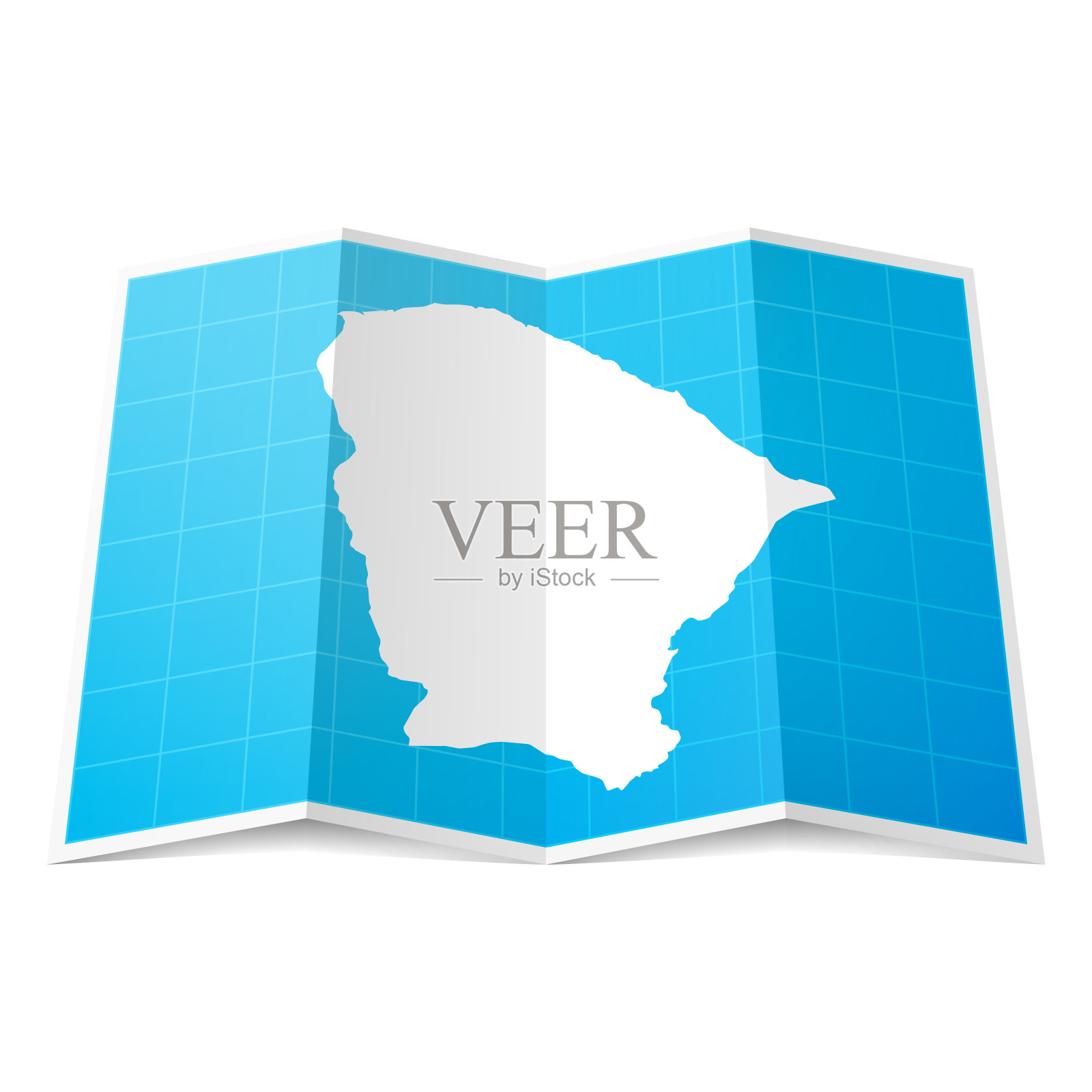 折叠的西阿拉地图，孤立在白色背景插画图片素材