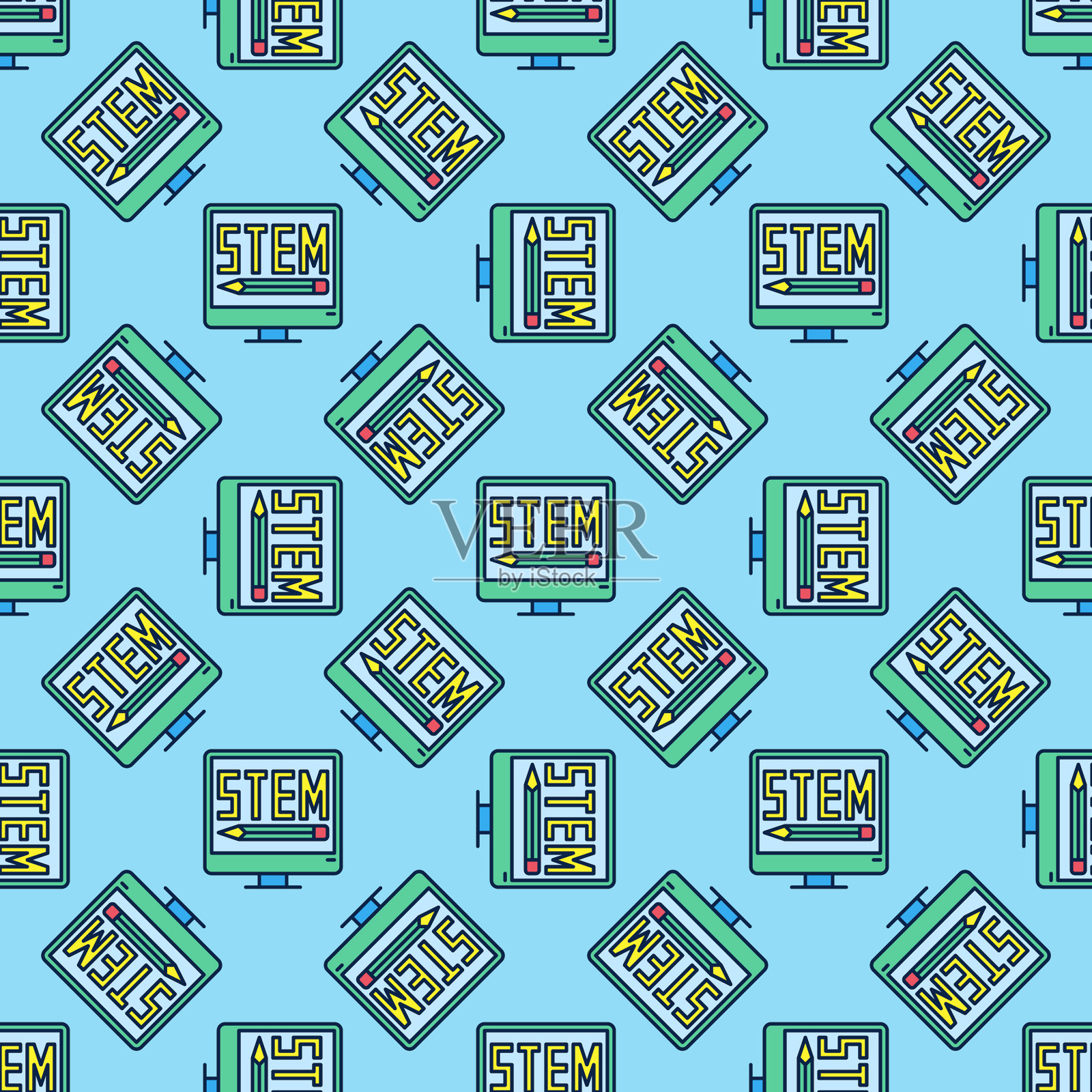 干电脑PC彩色无缝图案插画图片素材