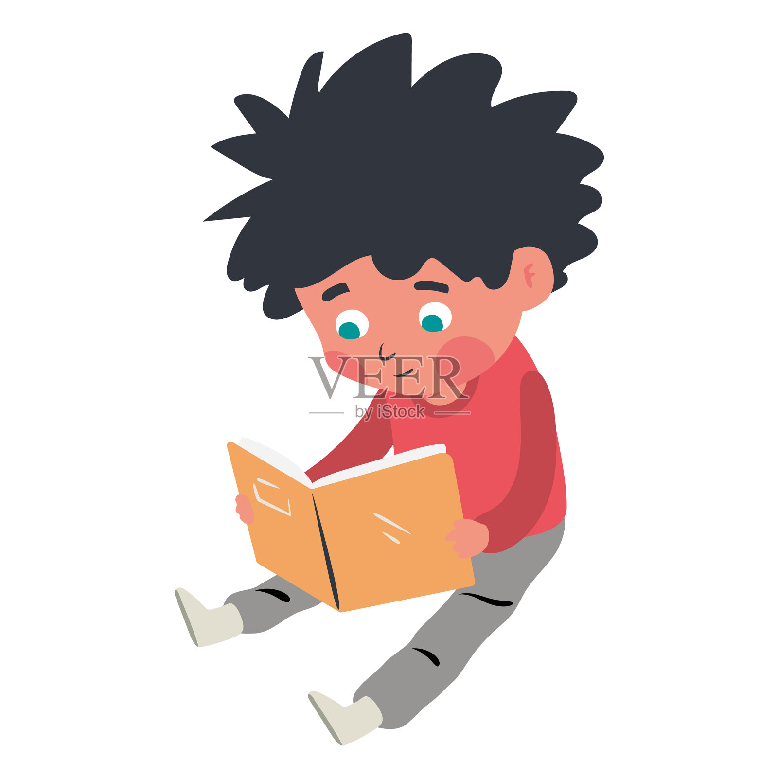 男孩读书角色设计元素图片