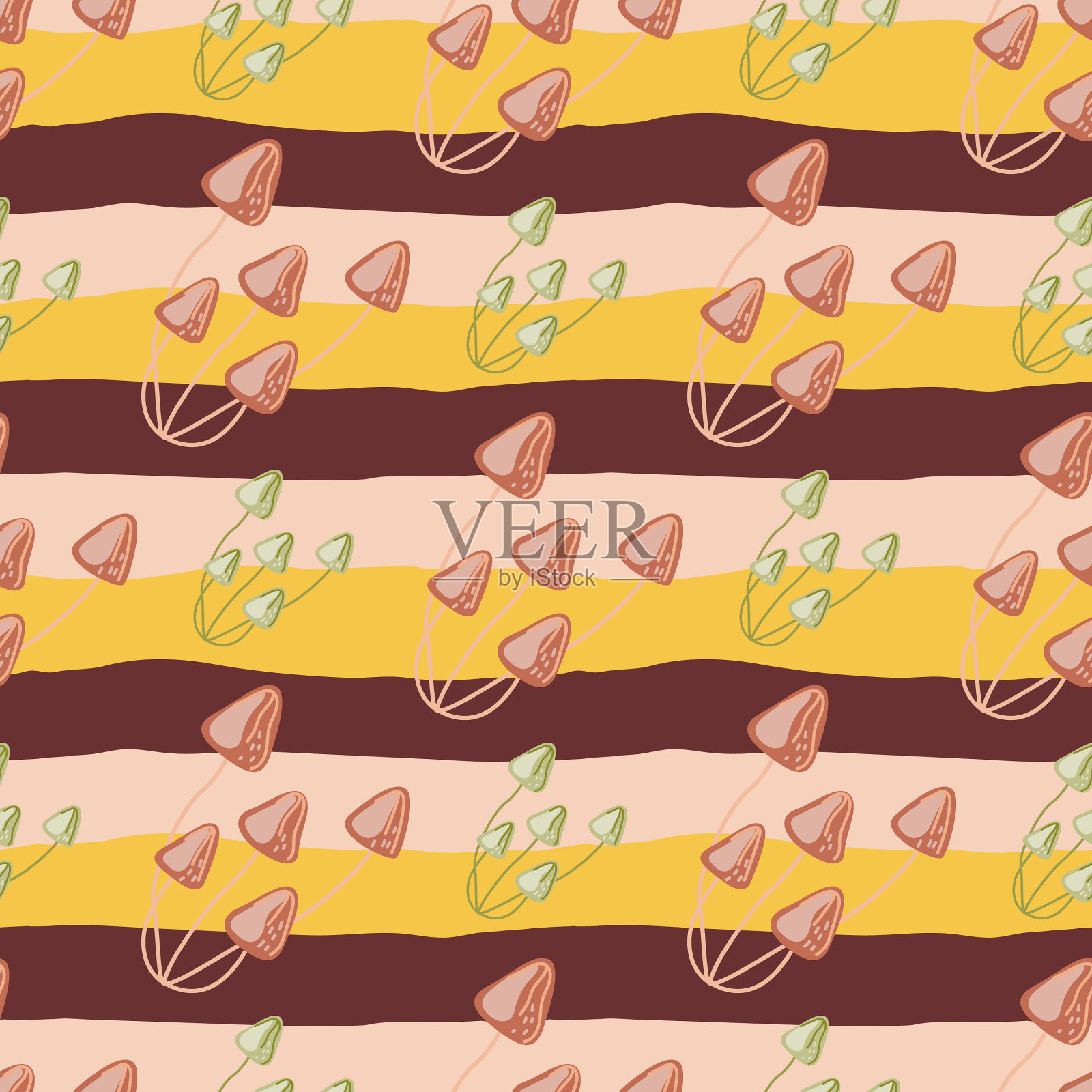 手绘毒菌蘑菇无缝图案插画图片素材